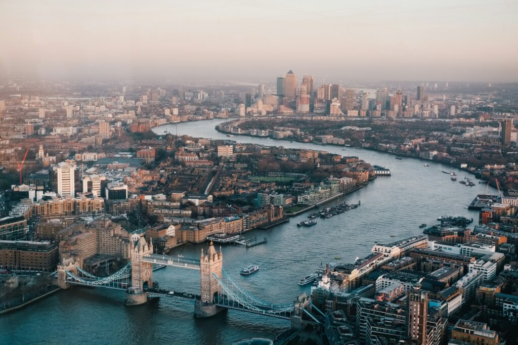 London city aerial view